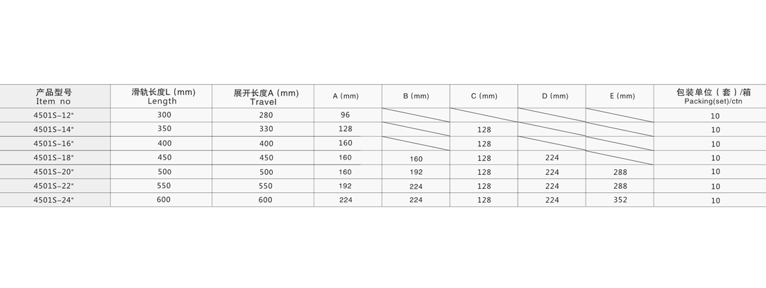 4501S三节缓冲钢珠滑轨